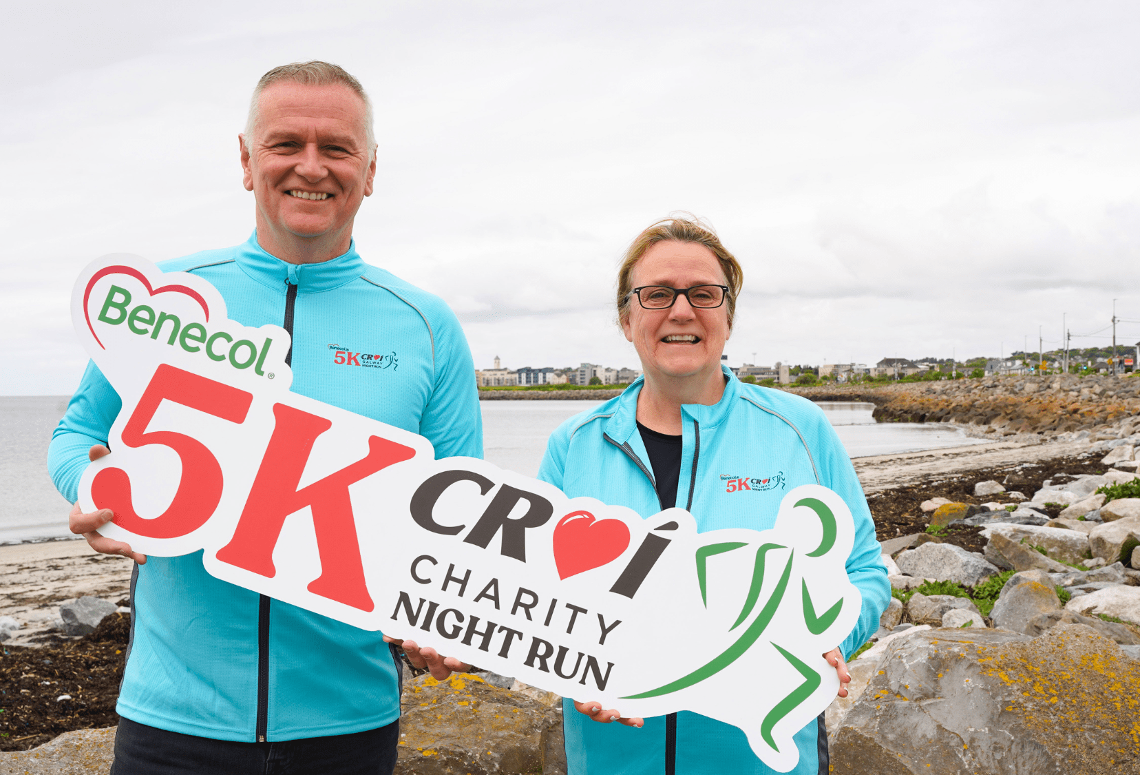 Daíthí Ó’Sé and Christine Flanagan, Croí Director of Fundraising launching Night Run 2026